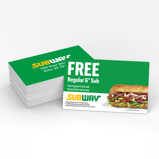 Subway Free 6inch Sub Promo Card