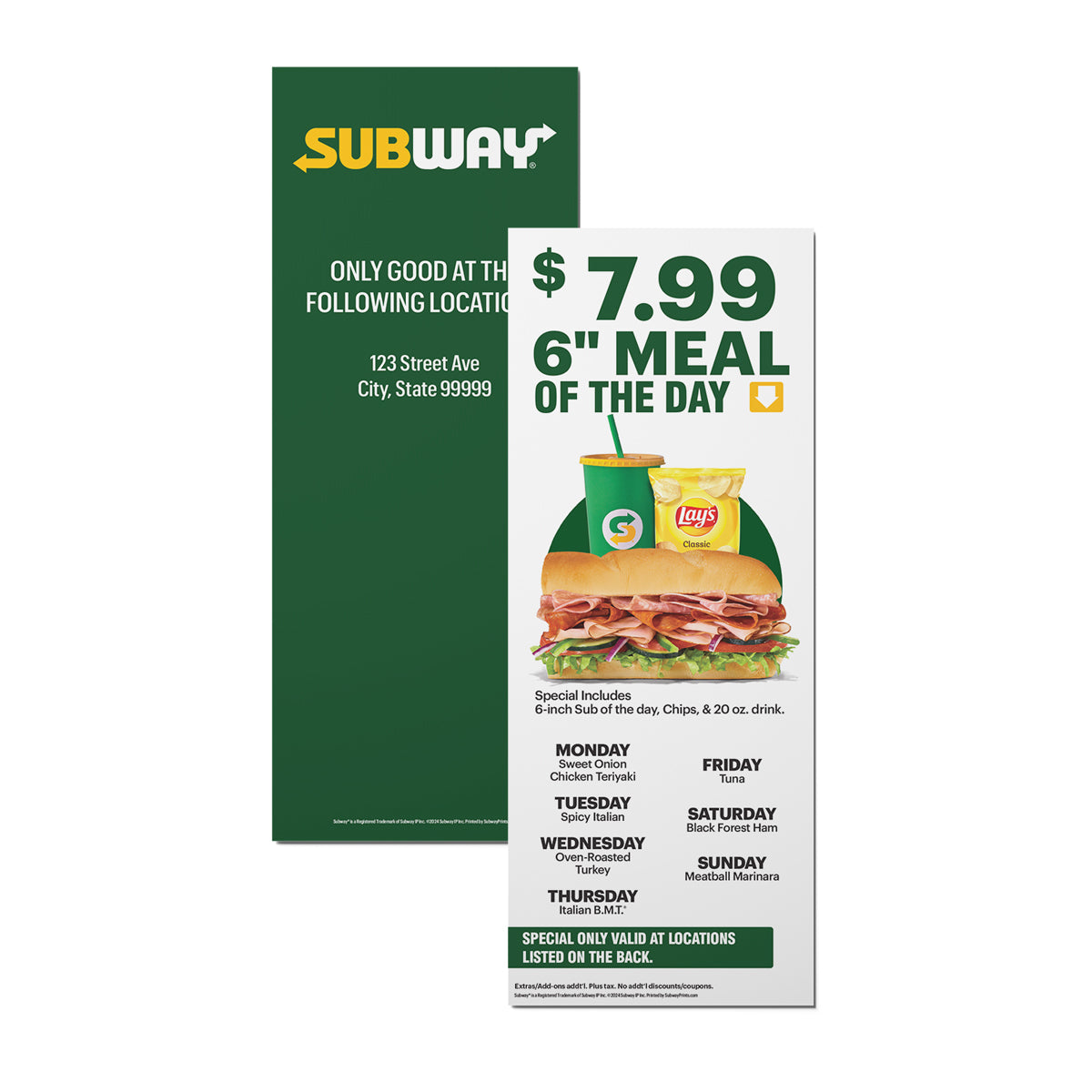 Stuffers Menu Bag Stuffers | Subway Prints