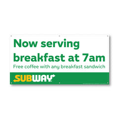Now Serving Breakfast at 7am Banner