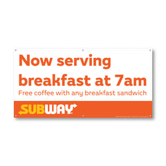 Now Serving Breakfast at 7am Banner