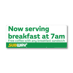 Now Serving Breakfast at 7am Banner