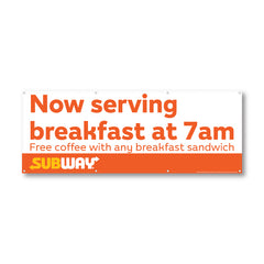 Now Serving Breakfast at 7am Banner