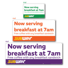 Now Serving Breakfast at 7am Banner