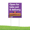 16"x18" Open for Take Out & Delivery Yard Sign