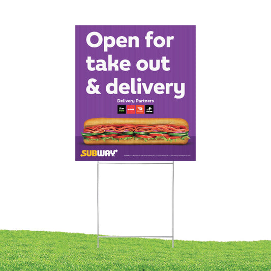 16"x18" Open for Take Out & Delivery Yard Sign