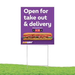 16"x18" Open for Take Out & Delivery Yard Sign