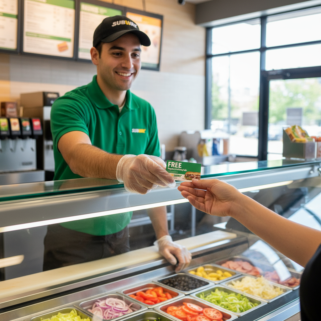 Subway Free Footlong Sub Promo Card