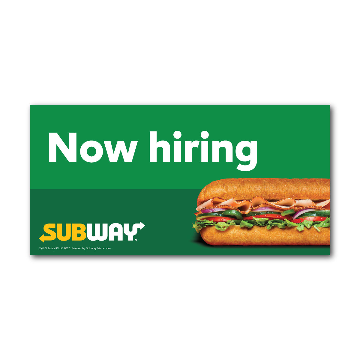 Subway Now hiring Small Window Decal – Subway Prints