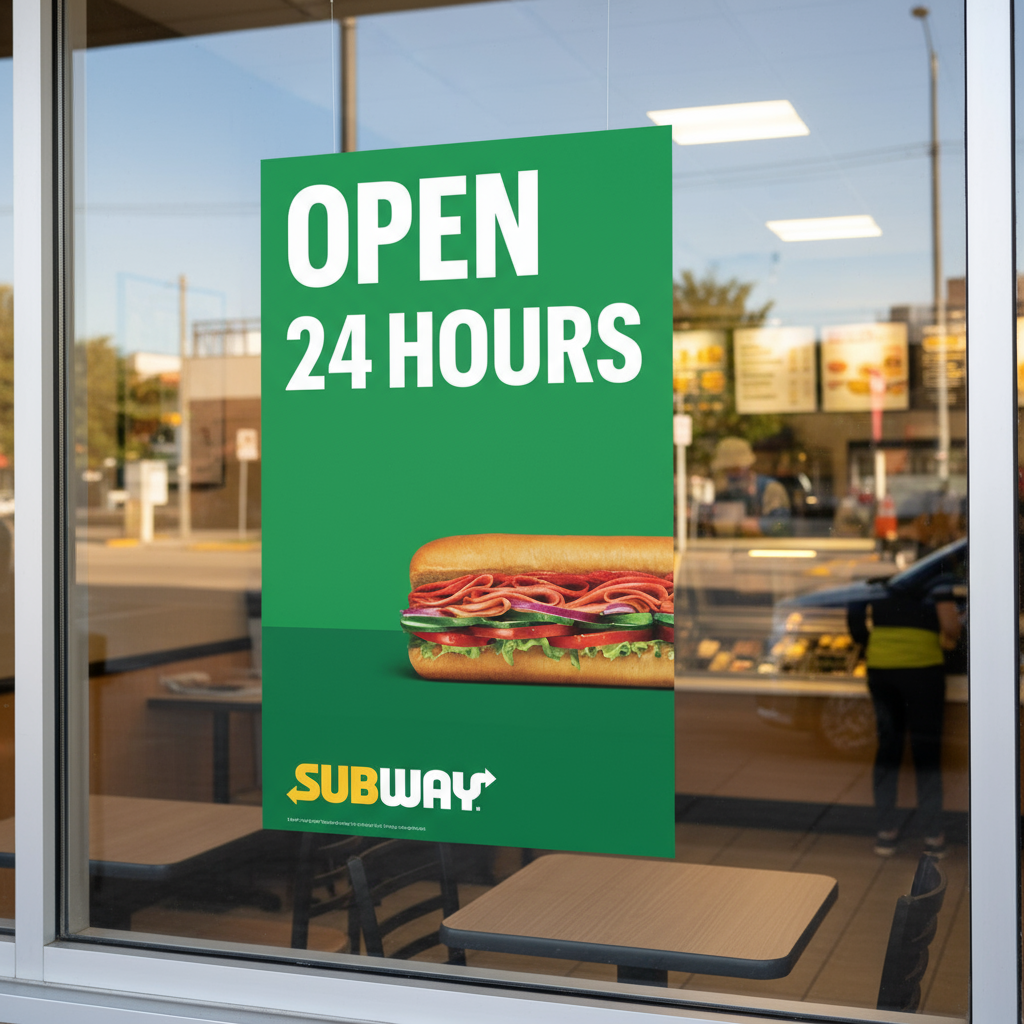 Open 24 Hours 24X36 Window Vinyl Decal