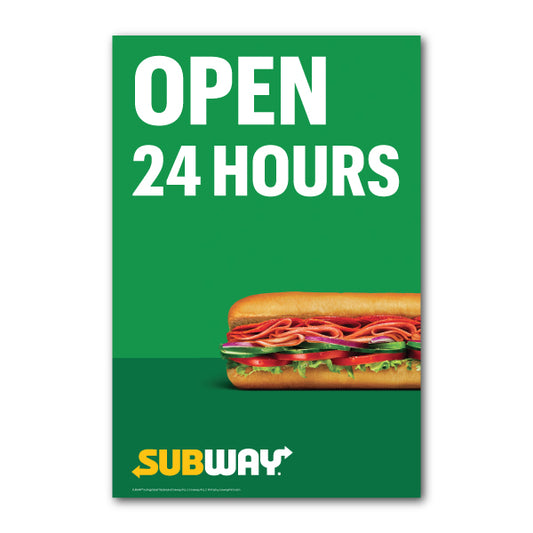 Open 24 Hours 24X36 Window Vinyl Decal