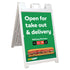 Open for Take Out & Delivery Deluxe A-frame Sign Kit