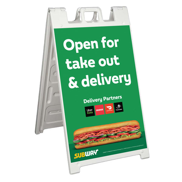 Open for Take Out & Delivery Econo A-frame Sign Kit