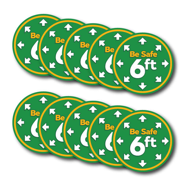 Social Distancing Floor Decals - Green - Pack of 10
