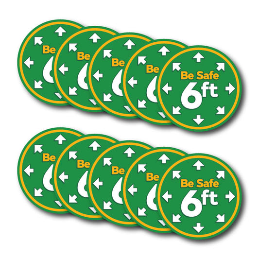 Social Distancing Floor Decals - Green - Pack of 10