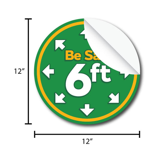 Social Distancing Floor Decals - Green - Pack of 10