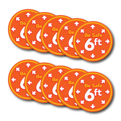 Social Distancing Floor Decals - Orange - Pack of 10