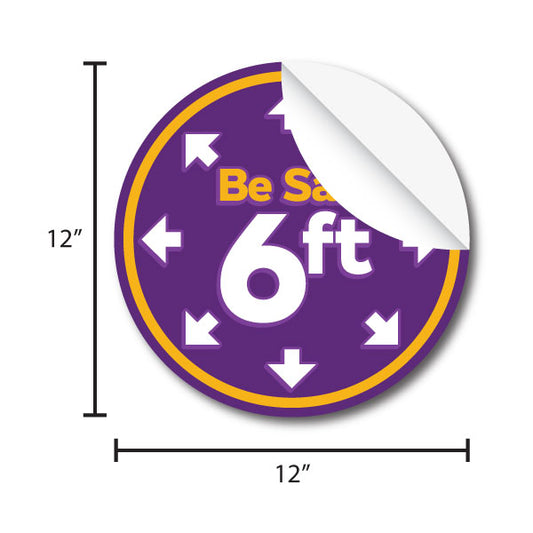 Social Distancing Floor Decals - Purple - Pack of 10