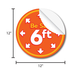 Social Distancing Floor Decals - Orange - Pack of 10