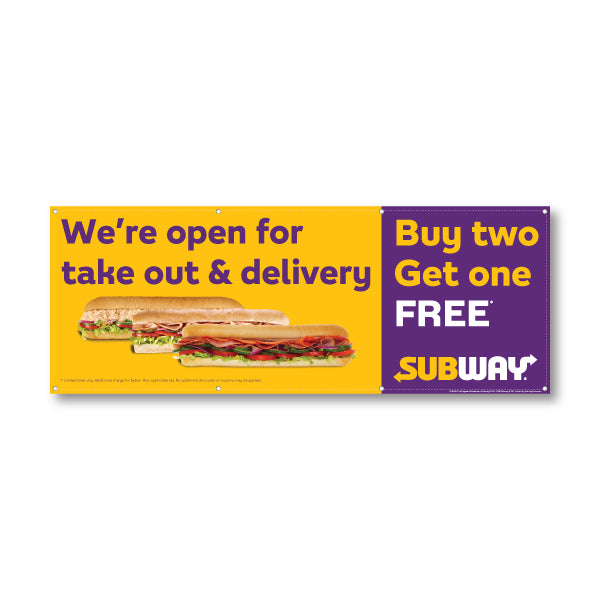 8'x3' "Buy 2 Get 1 FREE Sandwich" Banner