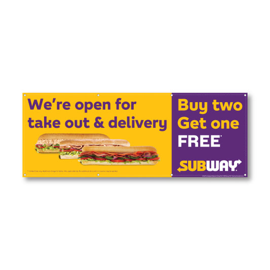 8'x3' "Buy 2 Get 1 FREE Sandwich" Banner