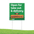 16"x18" Open for Take Out & Delivery Yard Sign