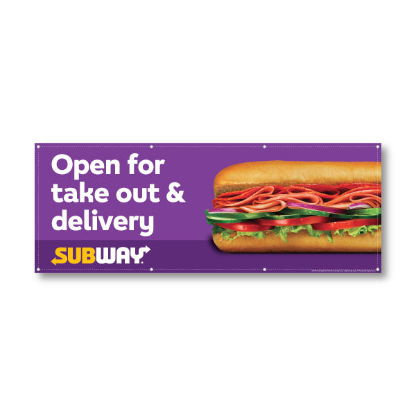 8'x3' Open for Take Out & Delivery Banner